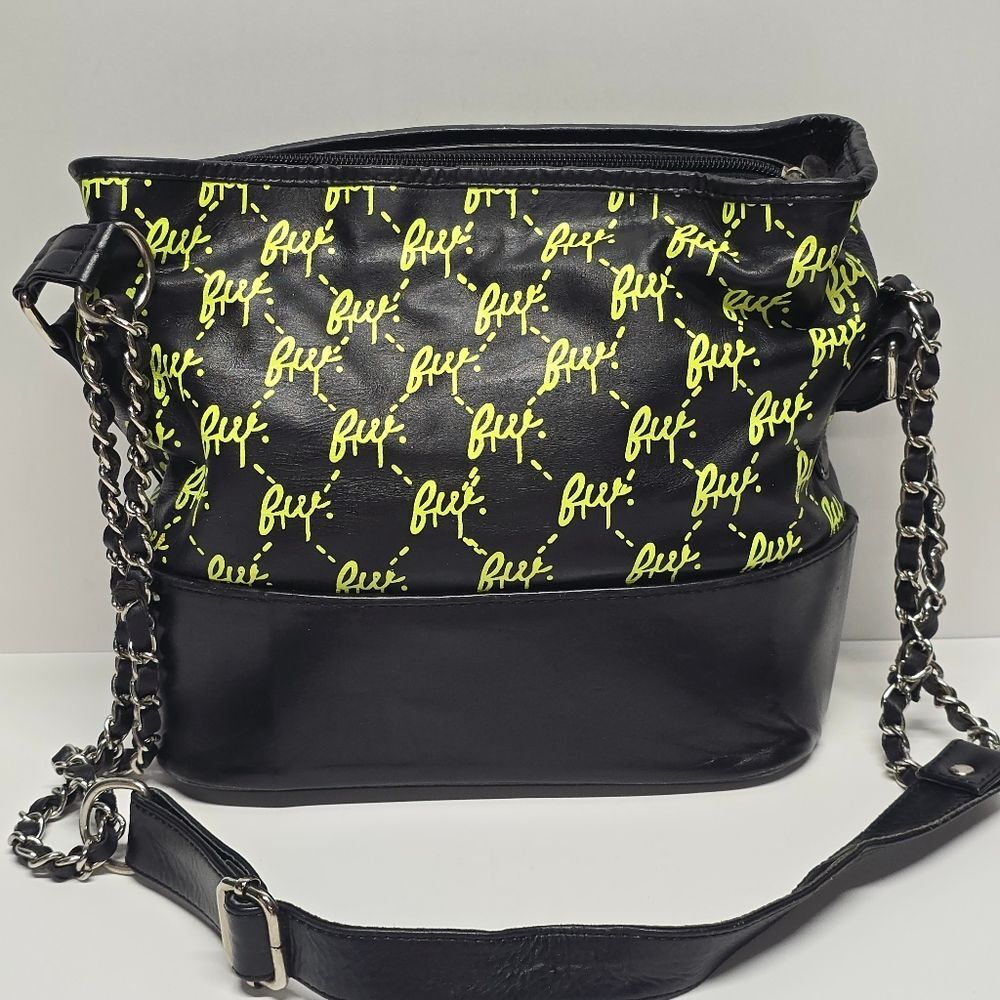 Filthy Wealth Genuine Black Leather Shoulder Crossbody Bag Pop Art